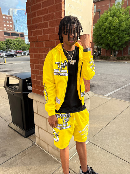 Windbreaker Jackets - Yellow color Traped Out apparel full outfit