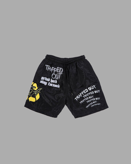 windbreaker shorts - Black/Yellow