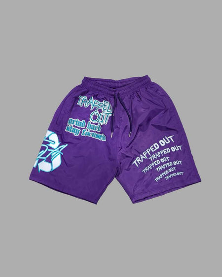 Windbreaker Shorts - Teal/Purple