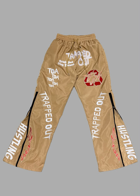 Windbreaker Pants - Beige/Red