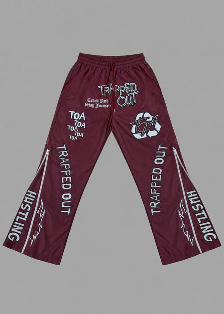 Windbreaker Pants - Burgundy & White