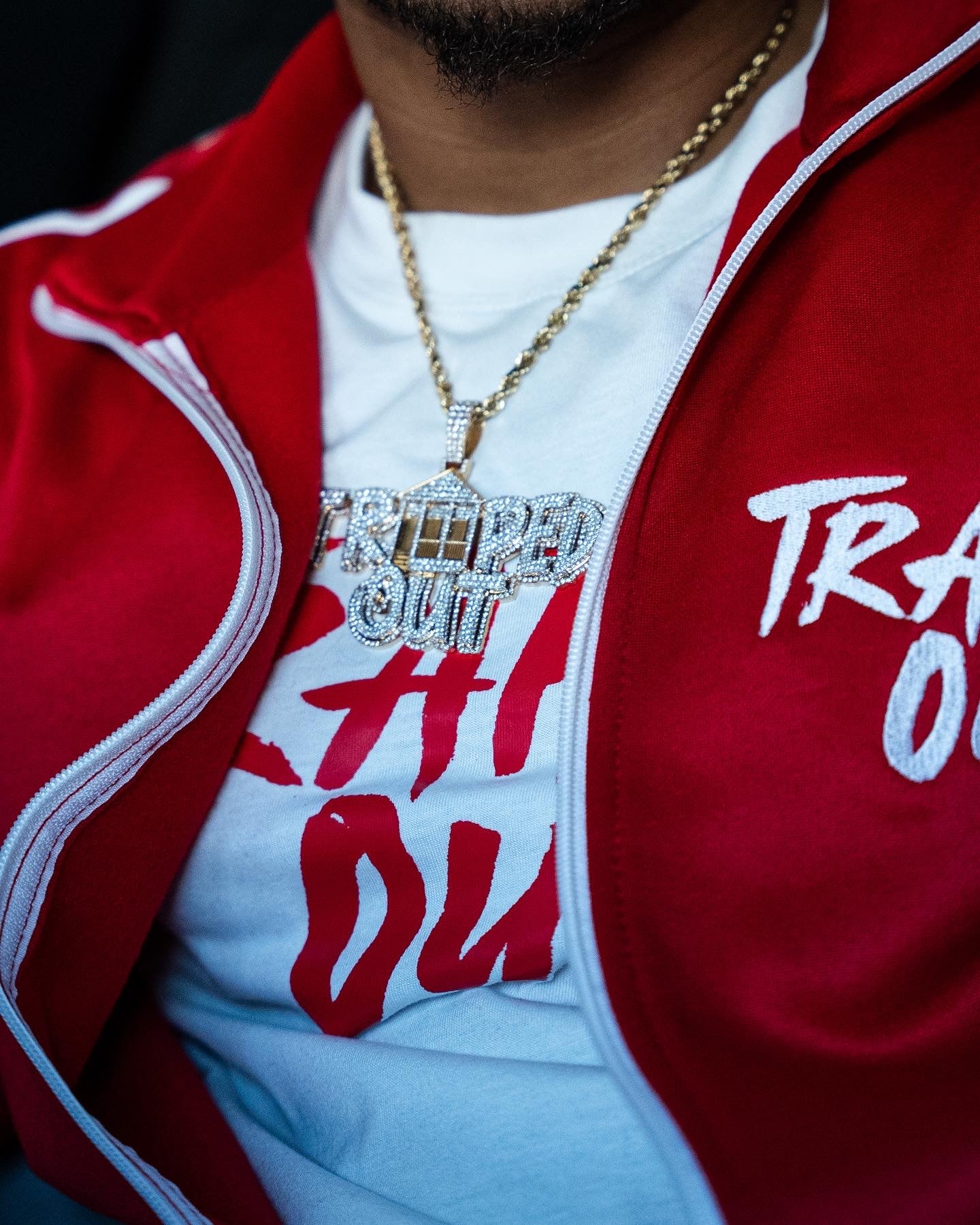 Red and White Track Pants