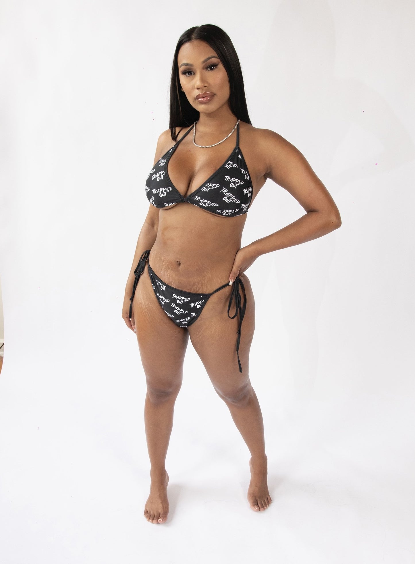 Black Trapped Out Bathing Suit