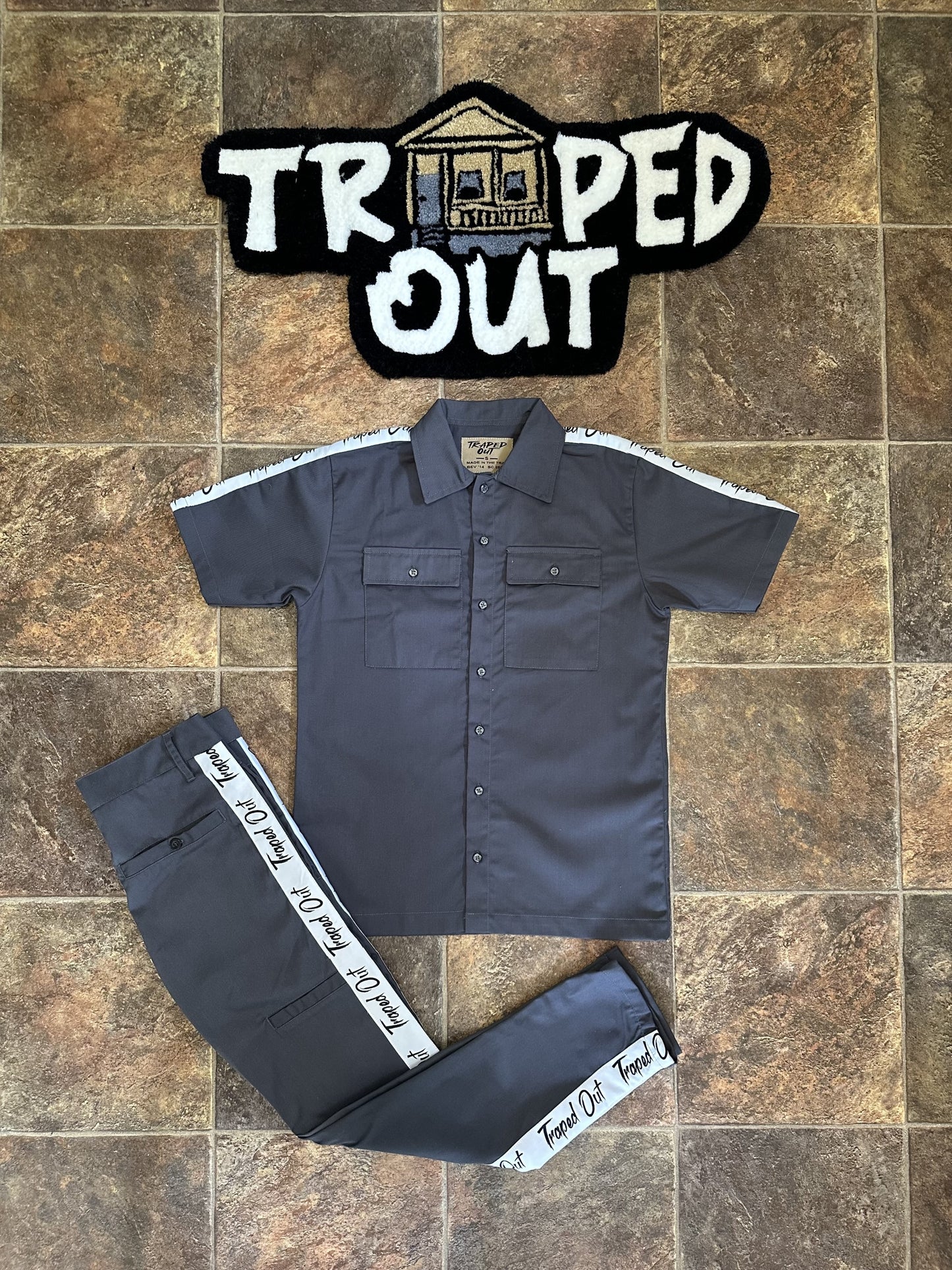 Grey Trapped Out Dickie Pants