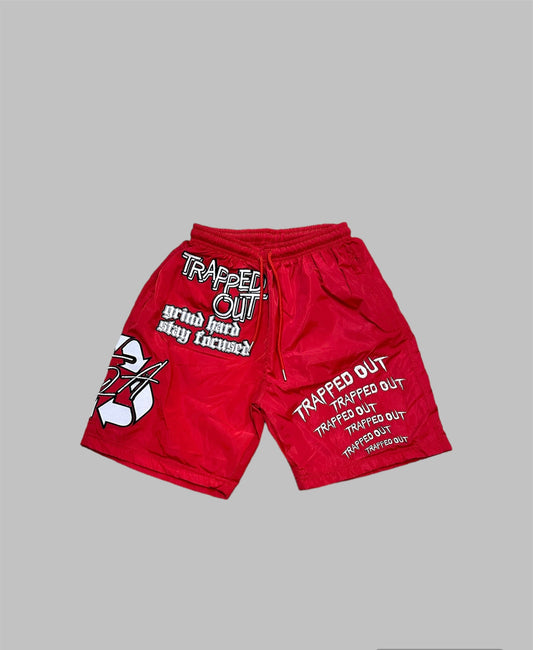 Red Windbreaker Shorts