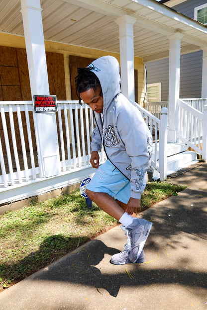 Windbreaker Jackets - Gray/Sky Blue
