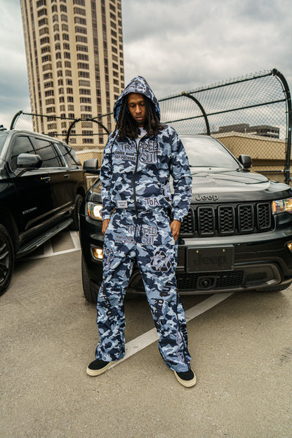 Windbreaker Pants Black Camo color full suit