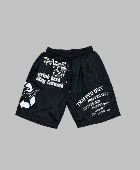 Black Windbreaker Shorts