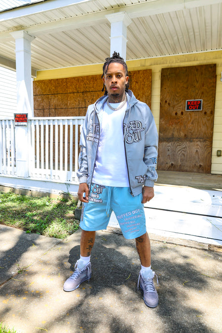 Windbreaker Jackets - Gray/Sky Blue