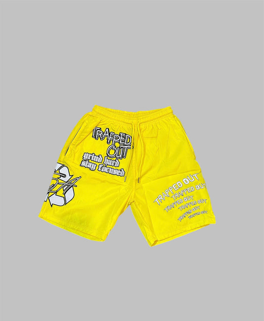 Yellow Windbreaker Shorts