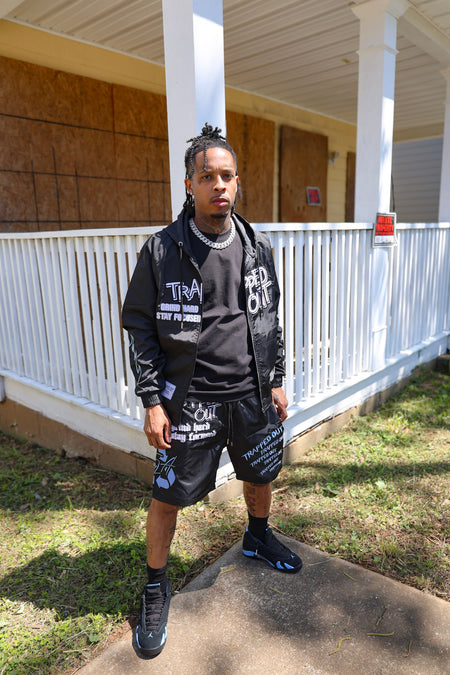 Windbreaker Shorts - Black/Sky Blue