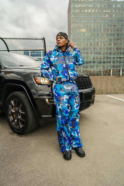 Windbreaker Pants - Blue Camo full outfit