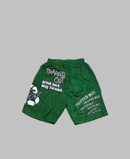 Green Windbreaker Shorts