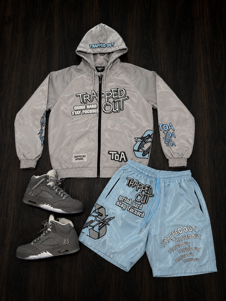 Windbreaker Jackets - Gray/Sky Blue