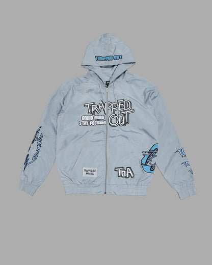Windbreaker Jackets - Gray/Sky Blue