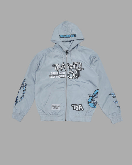 Windbreaker Jackets - Gray/Sky Blue