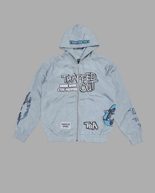 Windbreaker Jackets - Gray/Sky Blue
