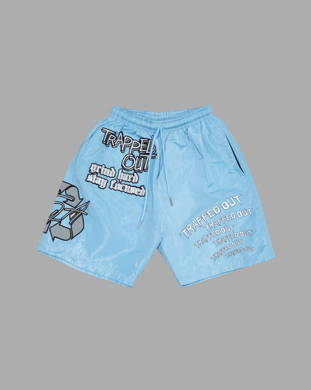 Windbreaker Shorts - Gray/Sky Blue
