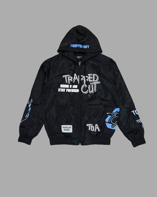 Windbreaker Jackets - Black/Sky Blue