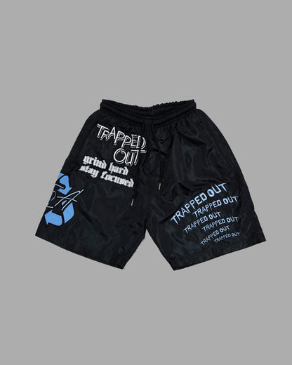 Windbreaker Shorts - Black/Sky Blue