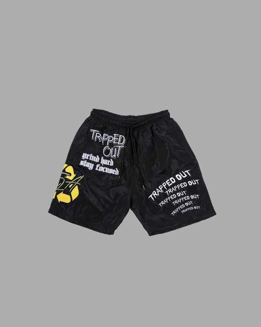 windbreaker shorts - Black/Yellow
