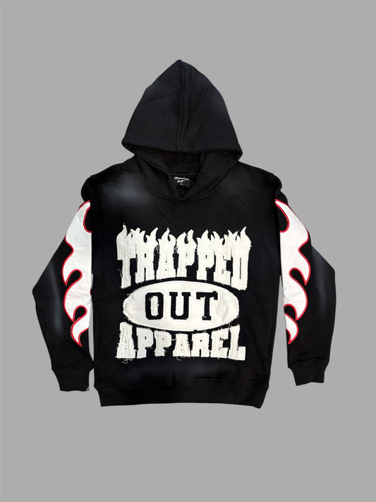 Trap Hoodie 2.0 - Black With Red Outline