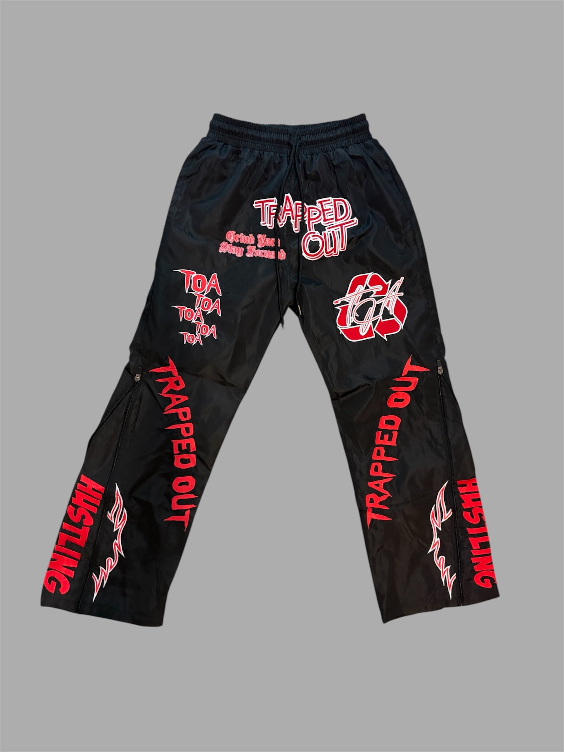 Windbreaker Pants - Black/Red