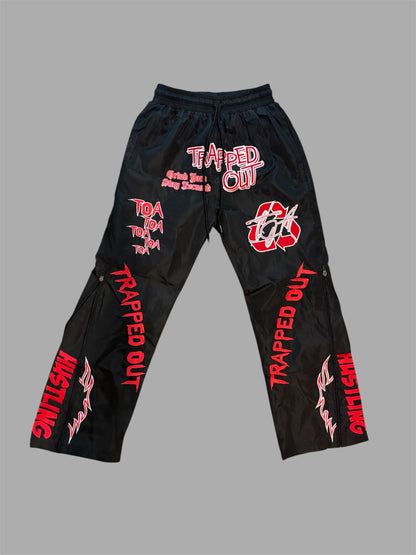 Windbreaker Pants - Black/Red