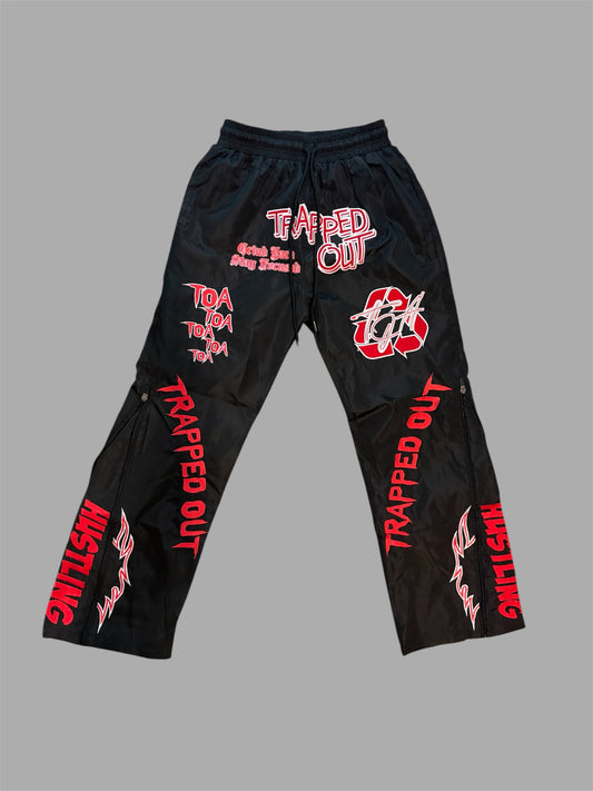 Windbreaker Pants - Black/Red