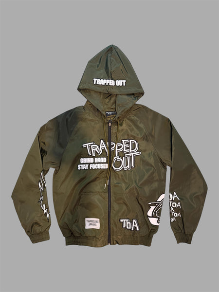 Windbreaker Jackets - Olive Green traped out apparel