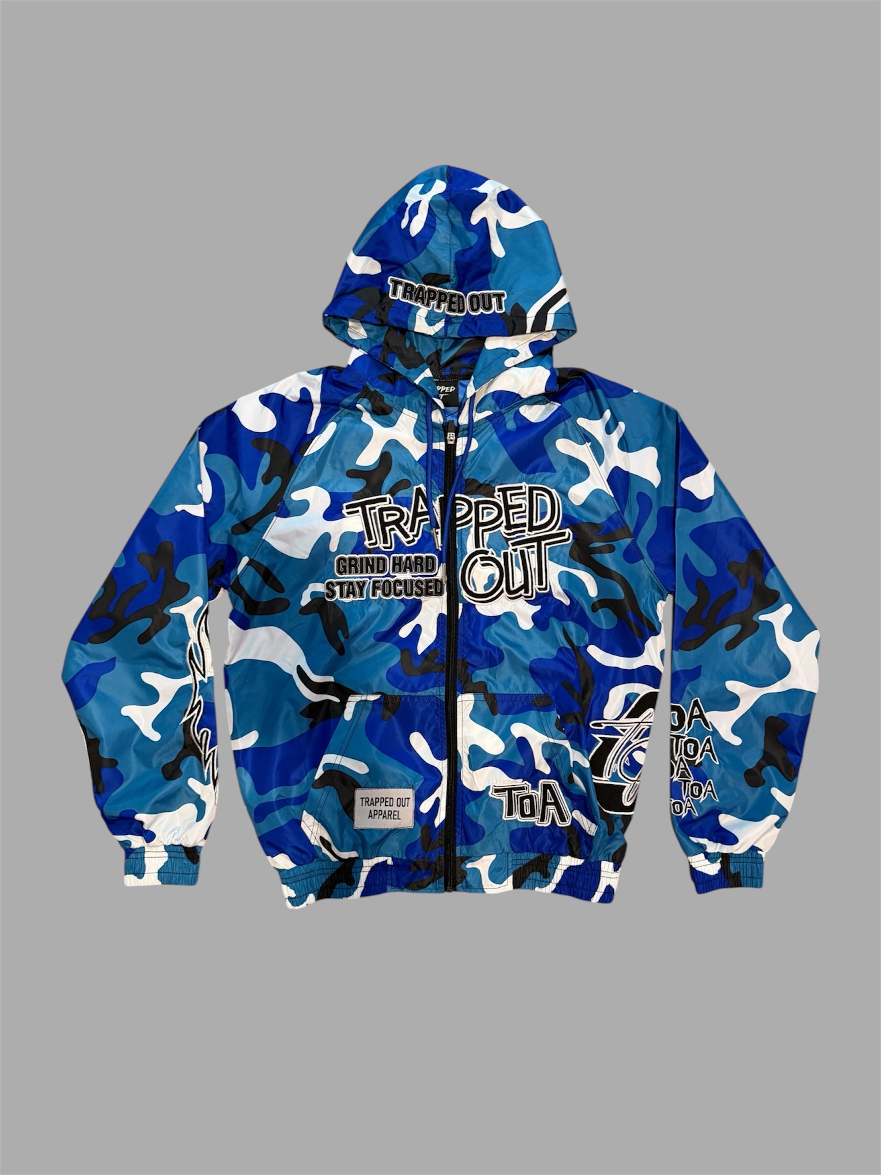 Windbreaker Jackets - Blue Camo color Traped Out Apparel