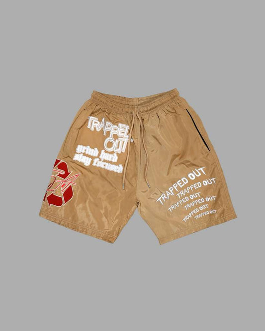 Windbreaker Shorts - Brown/Red