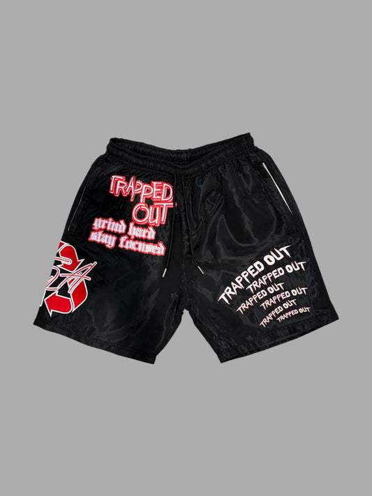 windbreaker shorts - Black/Red/White