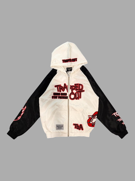 Windbreaker Jackets - White/Black/Red