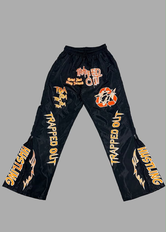 Windbreaker Pants - Orange And Black