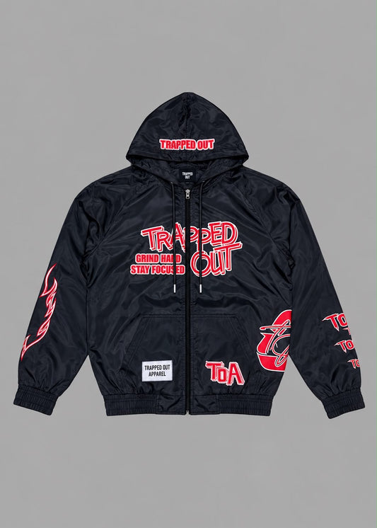Windbreaker Jackets - Black/Red