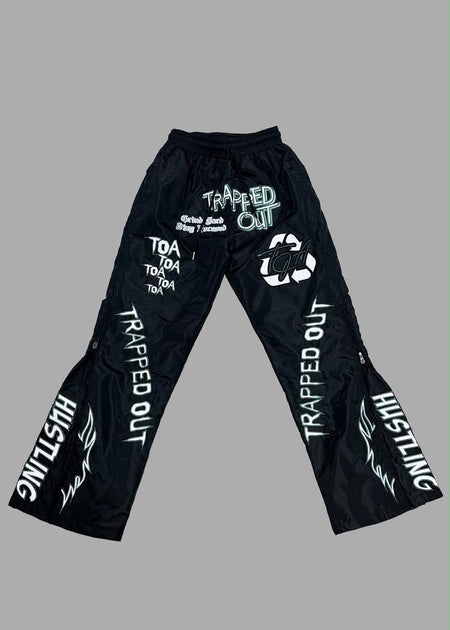 Windbreaker Pants - Black Green And White