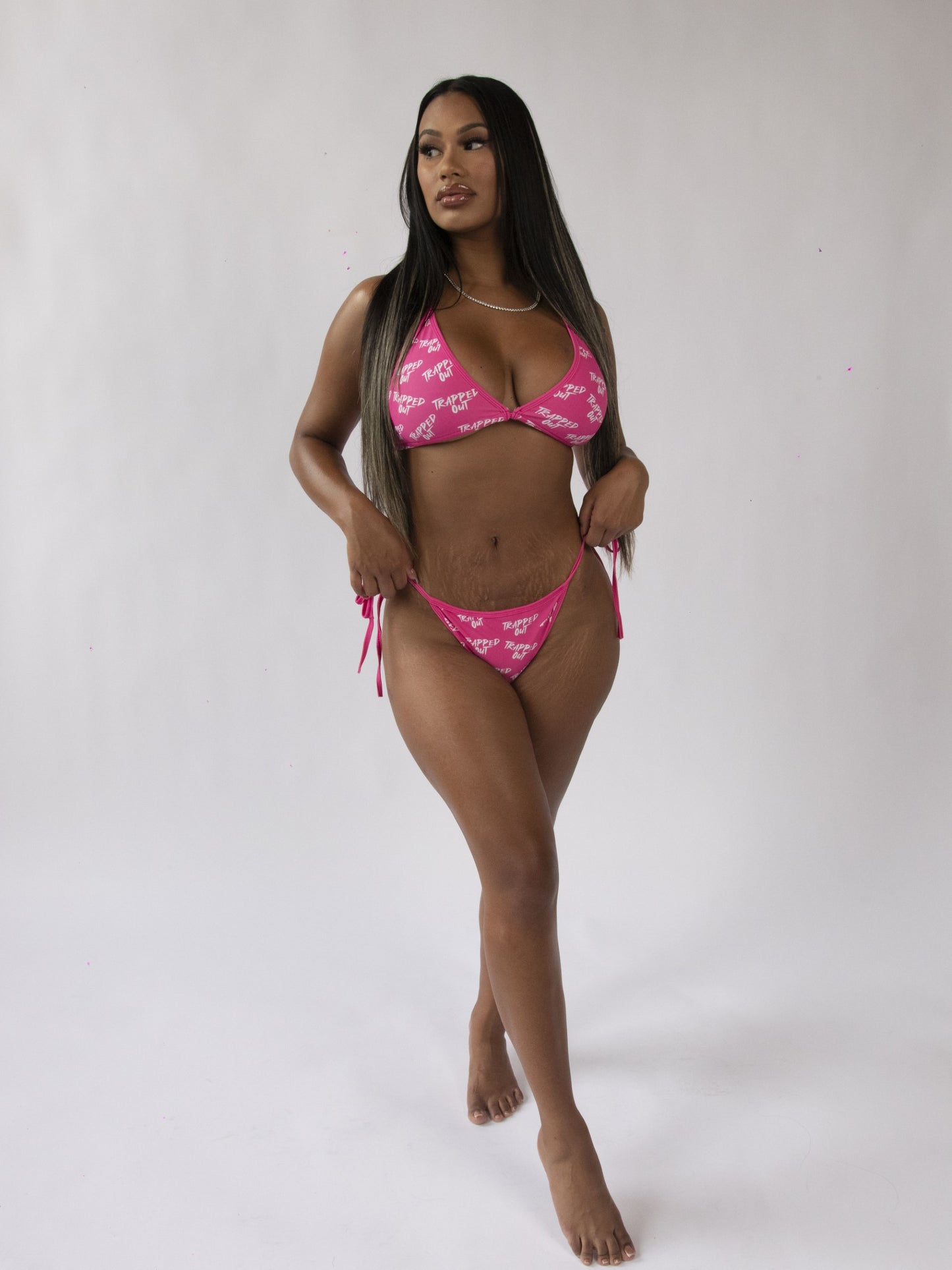 Pink Trapped Out Bathing Suit