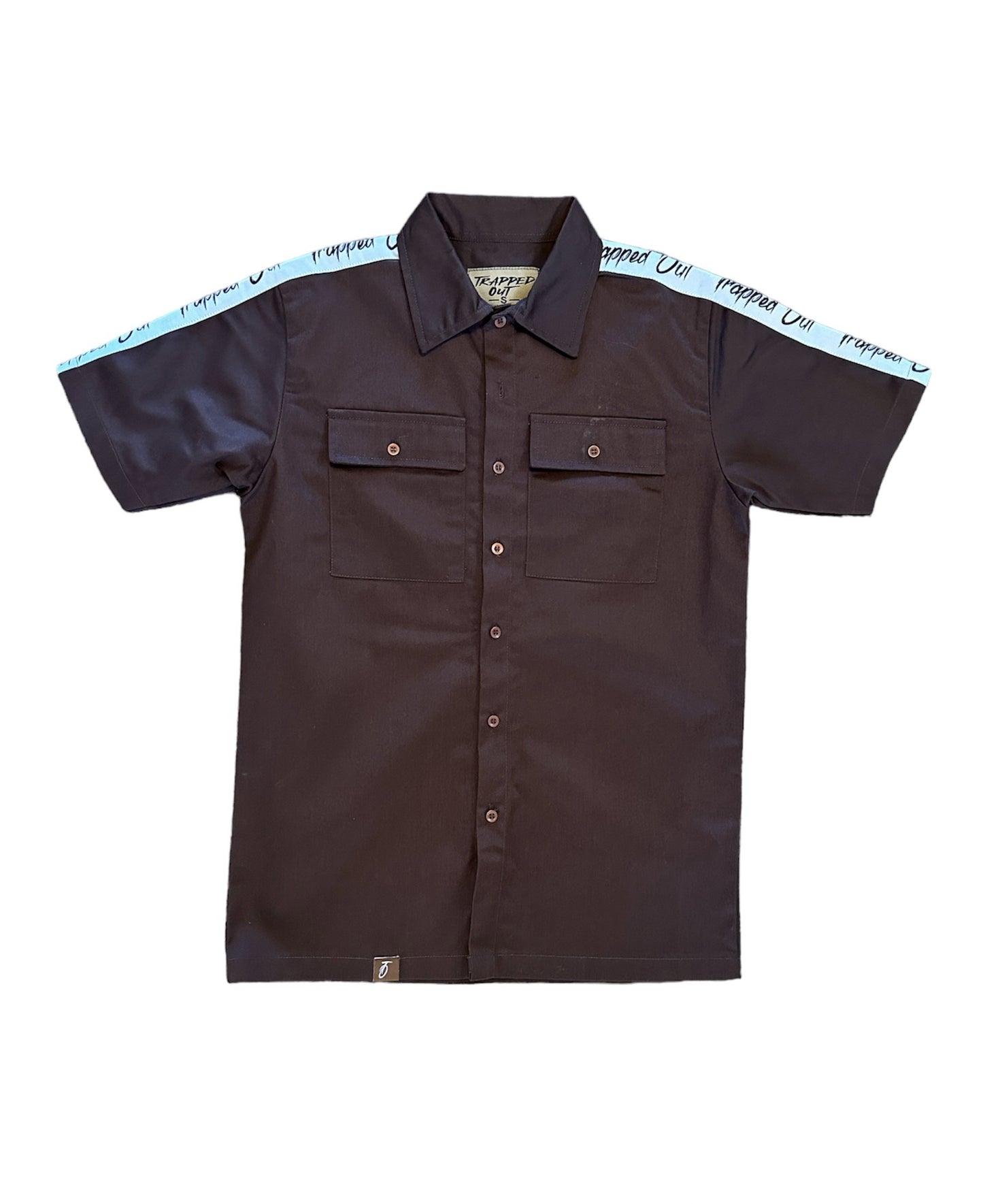 Dark Brown Short Sleeve Trapped Out Dickie Shirt