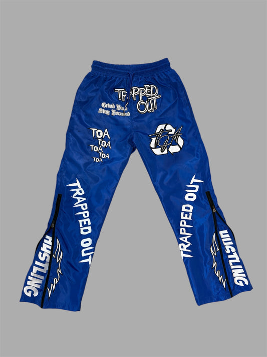 Traped Out Apparel Windbreaker Pants - Royal Blue