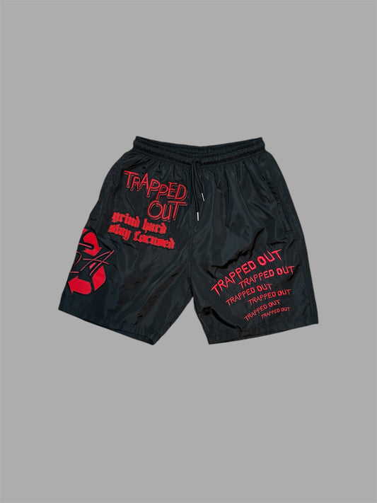 windbreaker shorts - Black/Red