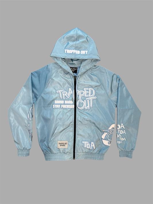 Windbreaker Jackets - Sky Blue color Trap out apparel