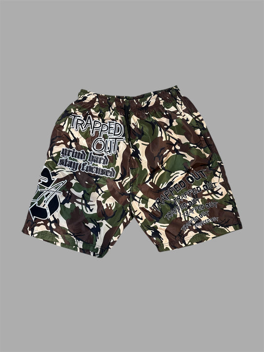 Traped Out Apparel Windbreaker Shorts - Camouflage